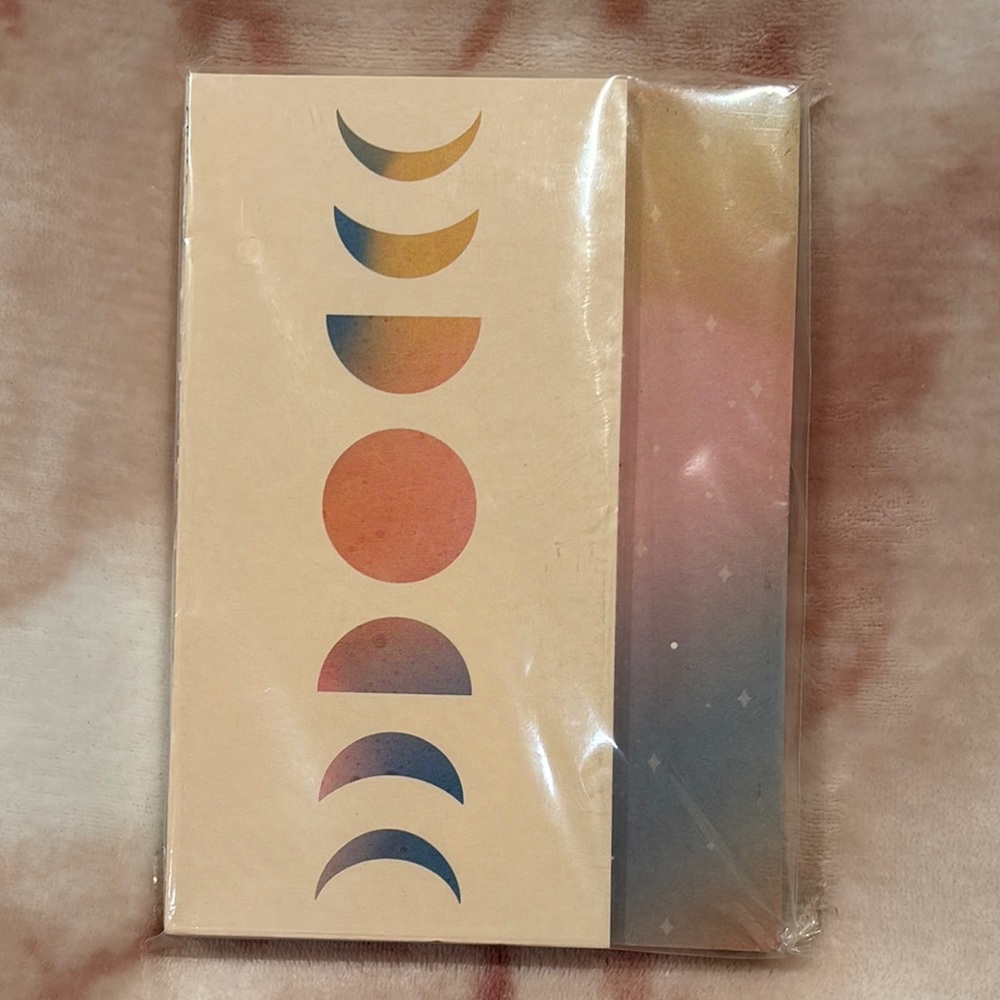 Moon Phase Gradient Journal Notepad Set NWT raw spine 7.75”x5.5”x.75”